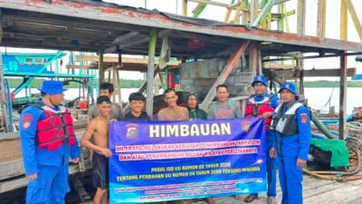 Tim Gabungan Lakukan imbauan Aktivitas Tambang di Perairan Teluk Kelabat Dalam