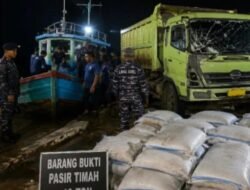 Intel Lanal Babel Tangkap Basah Pengiriman Pasir Timah 10 Ton, Diduga Melibatkan Oknum 